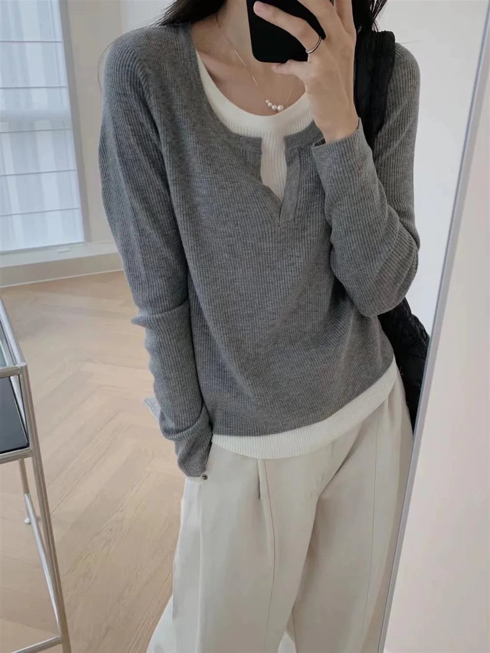 Y2K Patchwork Knit Top
